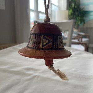 Seminario Peru Hand Painted Terracotta Art Pottery 3" Bell - EUC